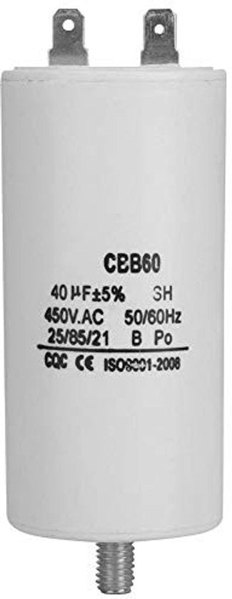 Condensatore 450V 40uF - Condensatore di Avvio - Condensatore per Motori - Freq. 50/60Hz - Elevato Rendimento Isolante - Adatto per Lavatrici/Pompe - Condensatore per Motori