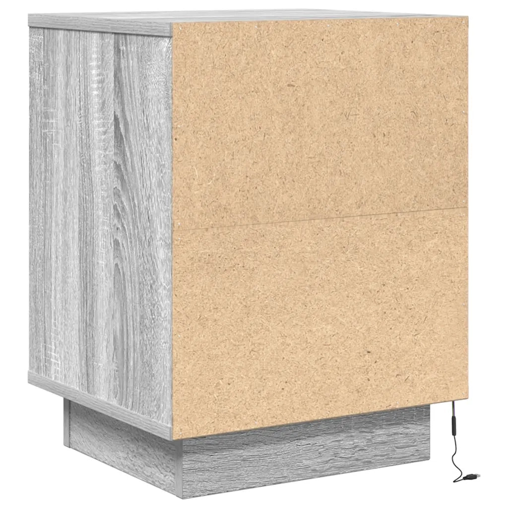 Comodino con Luci LED Grigio Sonoma 38x34x50 cm 861275