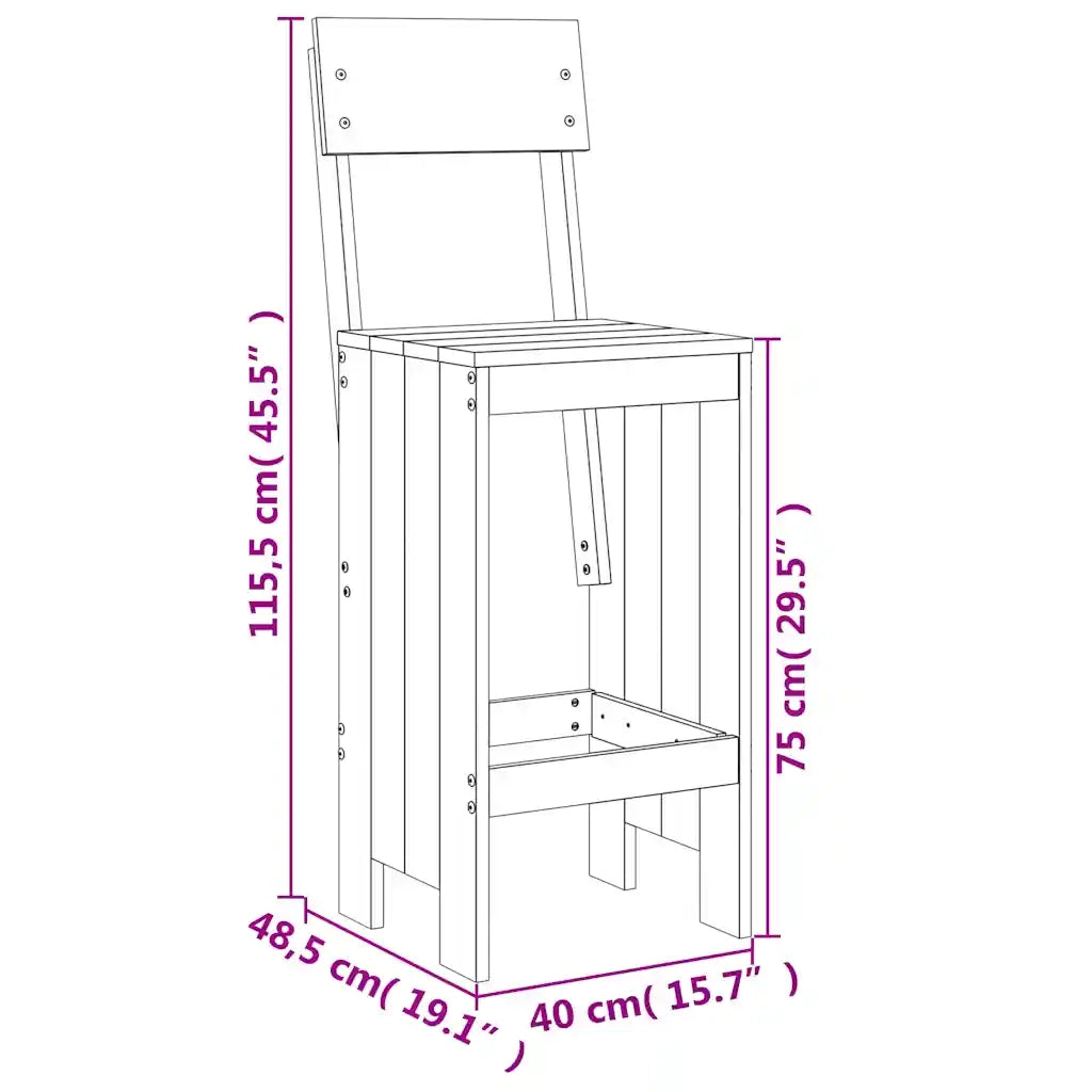Set Bar da Giardino 3 pz Grigio in Legno Massello di Pino 3157795