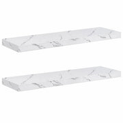 2 pz Scaffale da parete | Ripiano a parete | Mensola a parete Marmo Bianco 90 x 23,5 x 4 cm