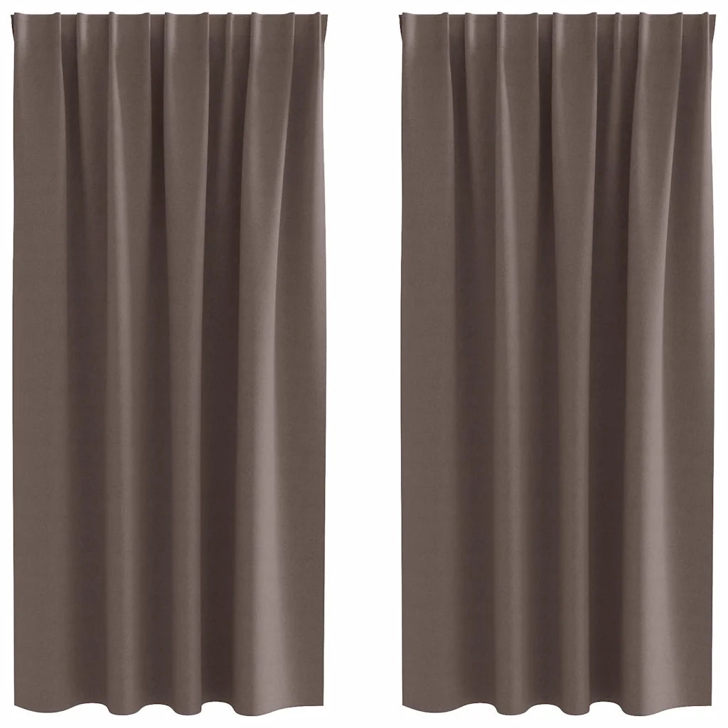 Tende Oscuranti | Tende Blackout con Anelli 2 pz Marrone Scuro 175 x 140 cm