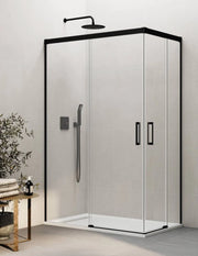 Box doccia ingresso angolare 2+2 THALASSA (BASIC) 95x75 cm Nero vetro trasparente