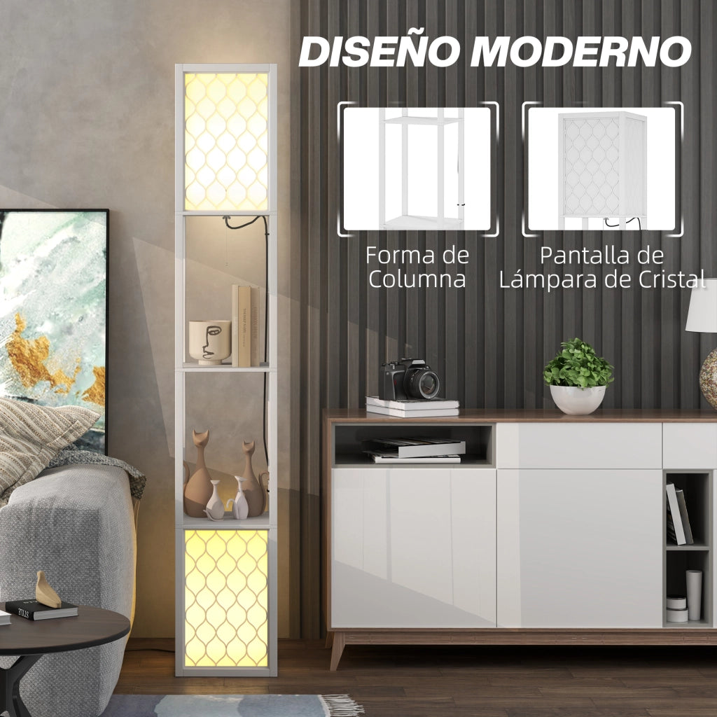 Lampada da Terra Moderna con Ripiani ¨C Zephmum ¨C Bianco 26x26x156 cm