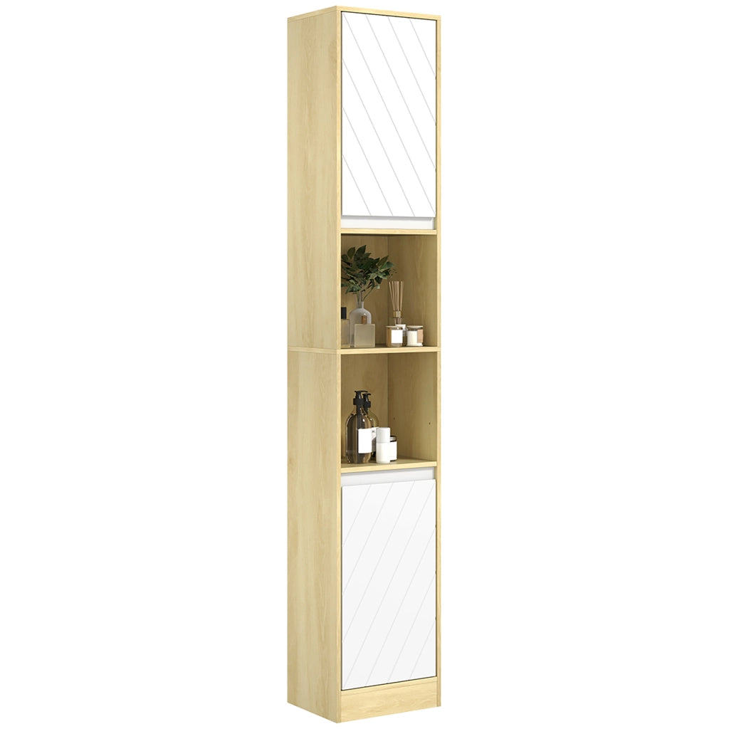Mobile colonna bagno 2 ante rovere chiaro bianco ¨C Xylo ¨C 30x24x170 cm ripiani salvaspazio
