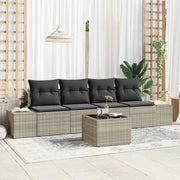 Set di divani con cuscino 5 pcs Grigio chiaro polyrattan 3346932