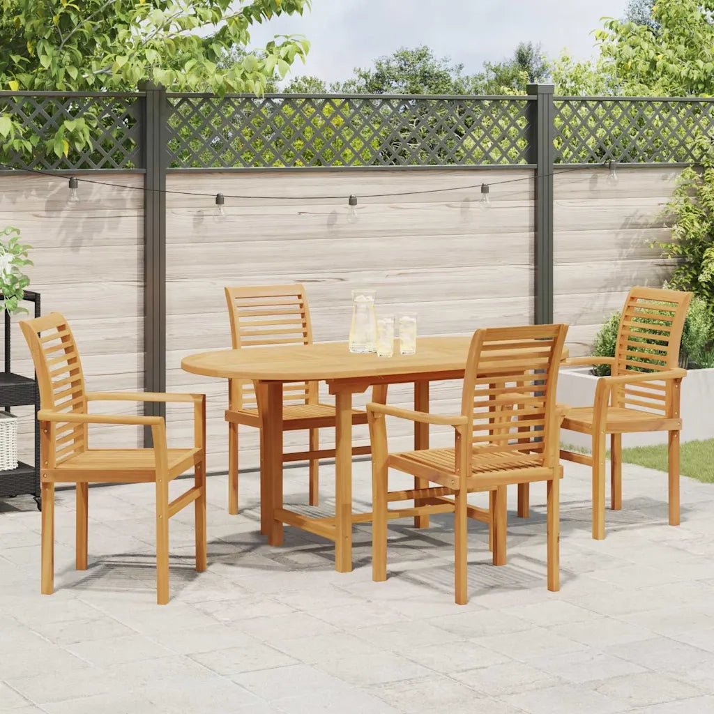 Set da Pranzo per Giardino 5 pcs Marrone Legno di teak solido
