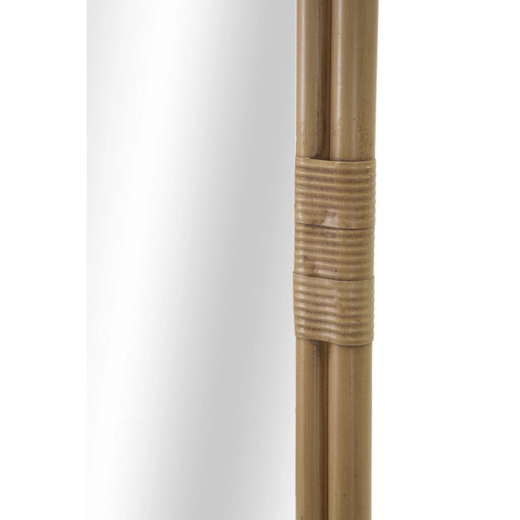 Specchio da terra Panama con cornice in ferro e rattan boho
