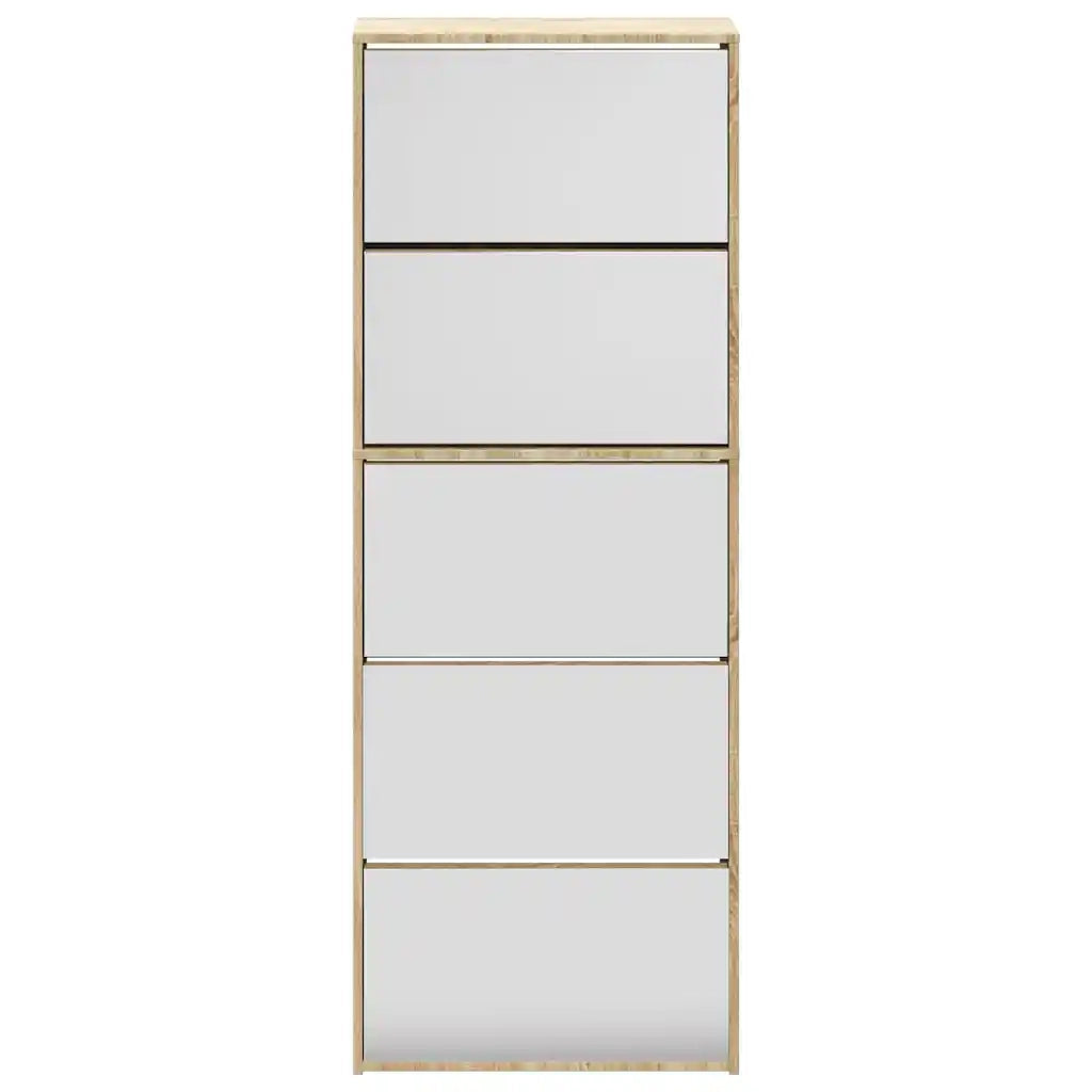 Scarpiera a 5 Strati con Specchio Rovere 63x17x169,5 cm 273937
