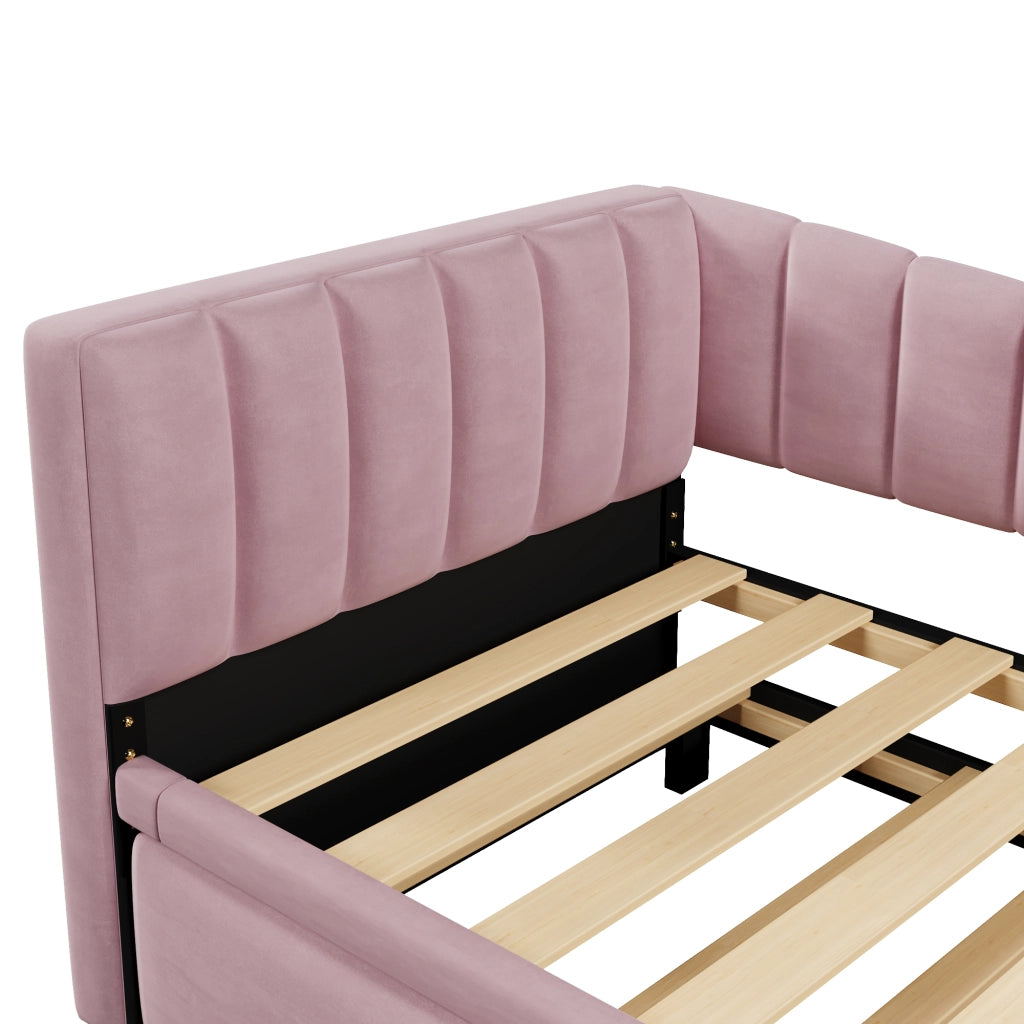 LETTO con letto estraibile 90x200 cm Velluto Rosa