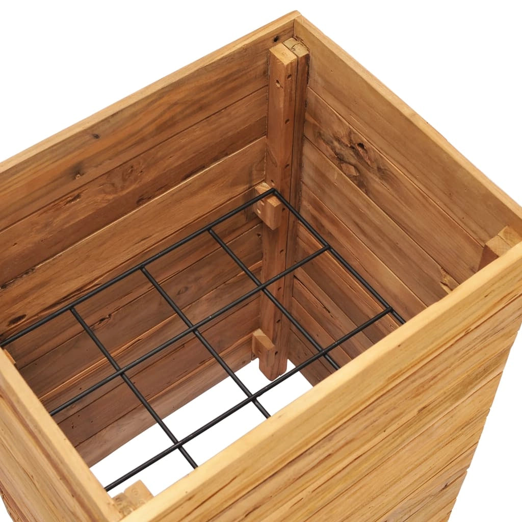 Aiuola rialzata per piante e fiori 50 x 40 x 72 cm legno di teak riciclato e acciaio 02_0000939