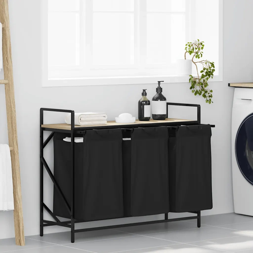 Cesto per la Biancheria 3 Scomparti con Ripiano Rovere Sonoma CFW9227646