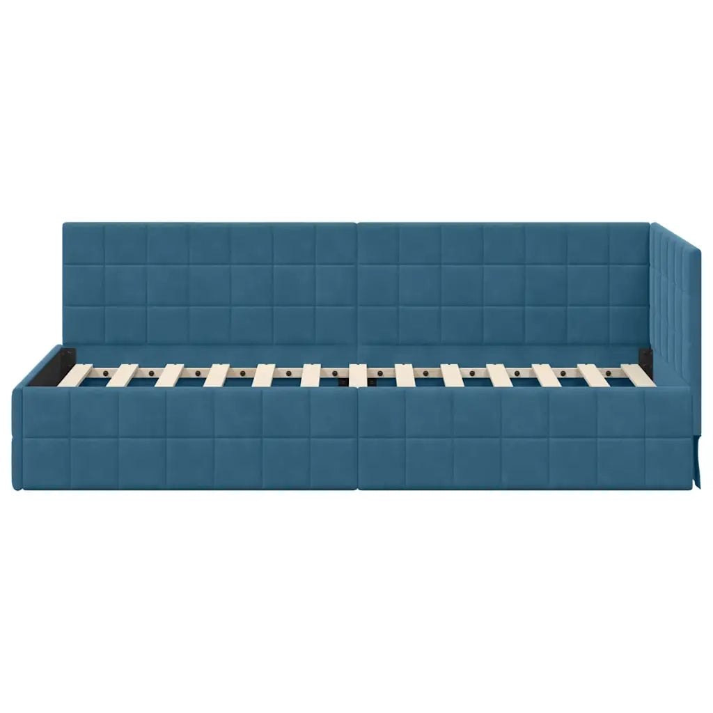 Cornice del letto ad angolo Blu 80 cm x 200 cm Velluto 42016367