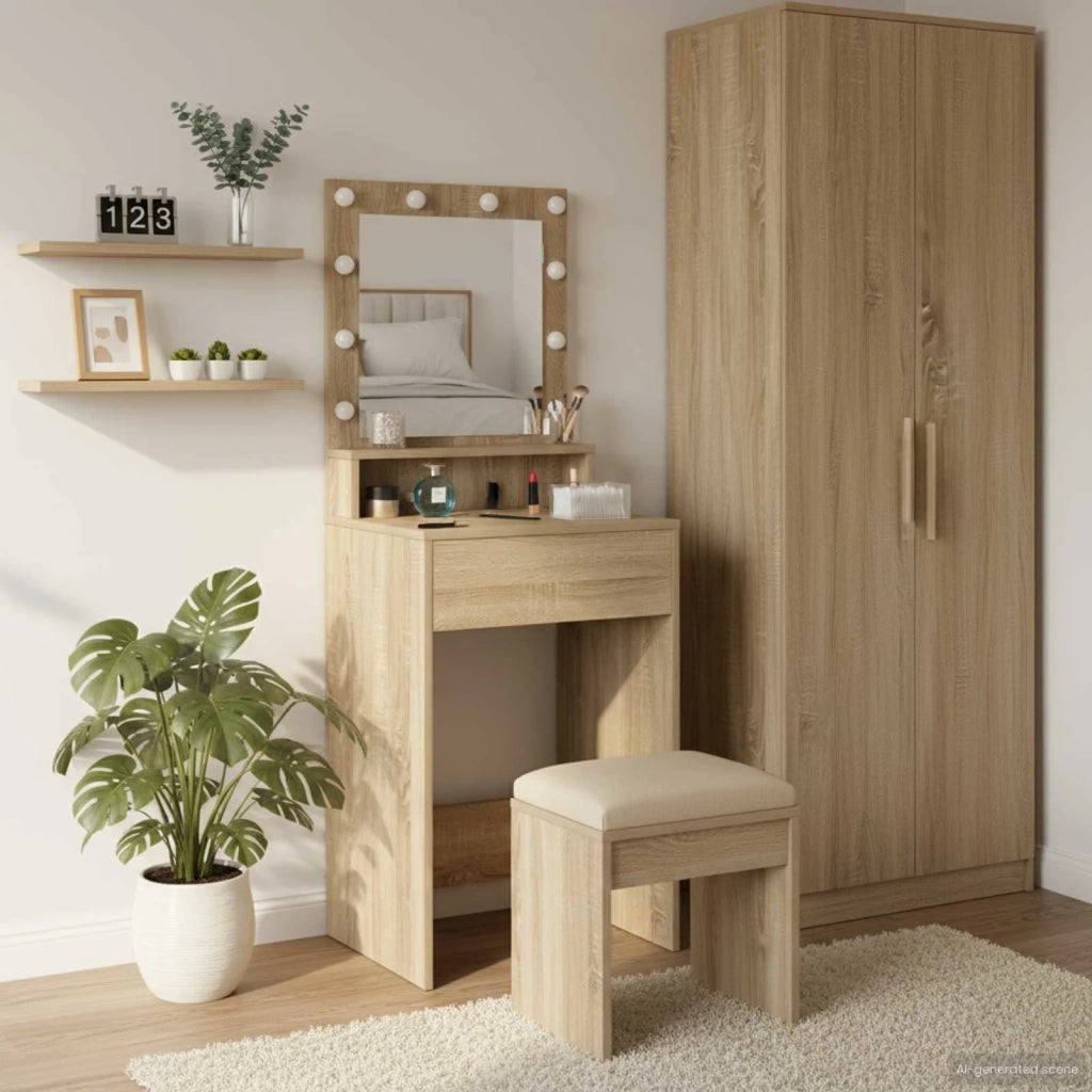 Toeletta | Tavolo da Trucco con lo scaffale Rovere Sonoma 50 x 41 x 135 cm