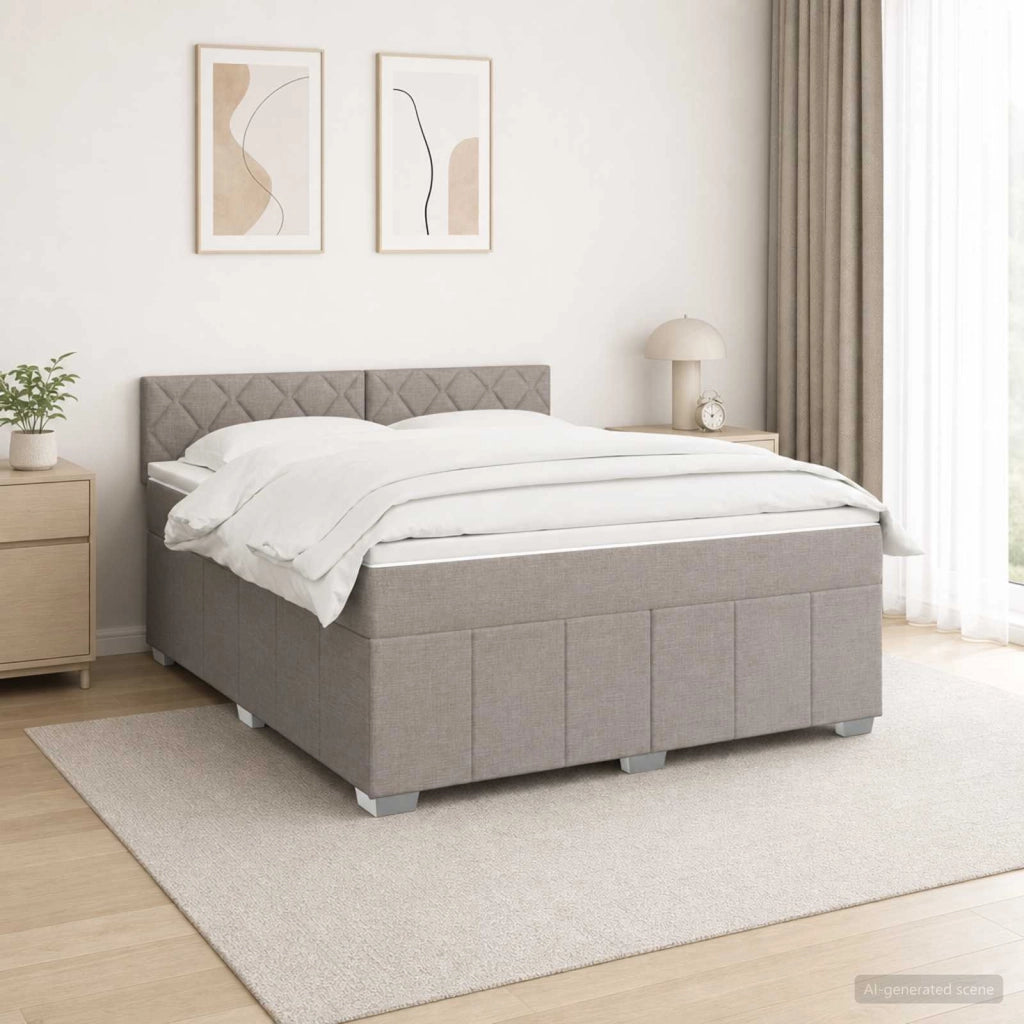 Letto box spring con materasso Tortora 180 x 200 cm Tessuto 3451280