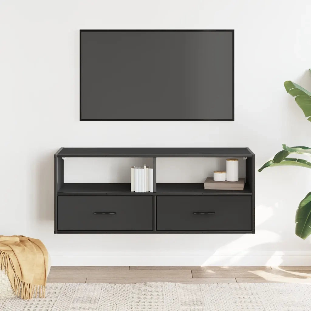 Mobile Porta TV Nero 100x31x39,5 cm in Truciolato e Metallo 848929
