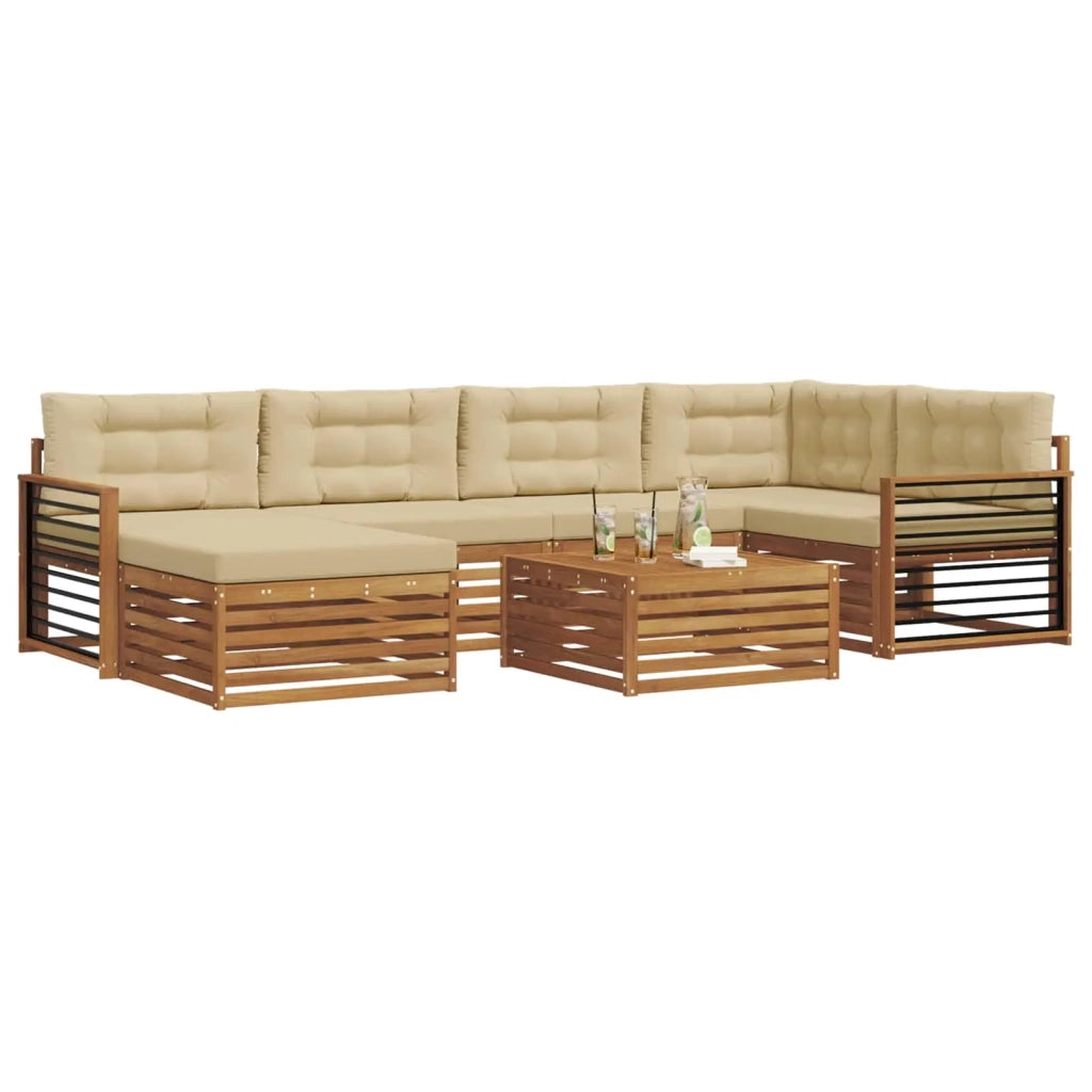 Set di divani da esterno con cuscino 7 pcs Naturale e Beige 3373793