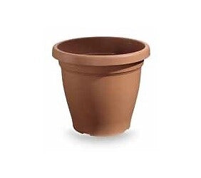 Vaso da esterno tondo in plastica verona Marrone 50 cm veca