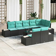 Set Divano da Giardino 9 pz Nero polyrattan 3347126