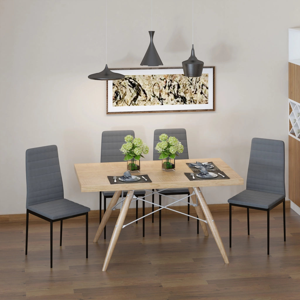 EasyComfort Set 4 Sedie per Soggiorno Imbottite in Tessuto, Sedie Sala da Pranzo Moderne con Gambe in Metallo, Capacità 120 kg, Grigio