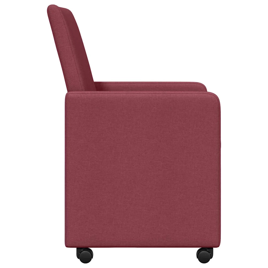 Sedie da Pranzo con Ruote 2 pz | Sedie da cucina Rosso vino 57 x 66 x 94 cm