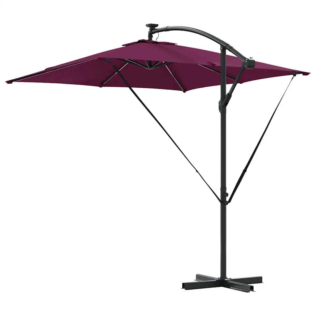 Ombrellone con strisce LED Rosso Bordeaux 249 x 249 x 250 cm 42003405
