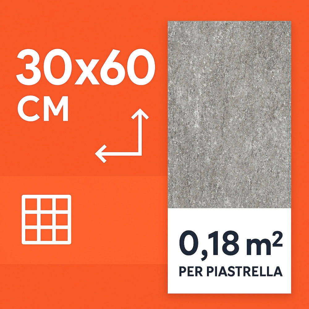 Piastrella gres porcellanato rettificata quarz antracite r10 30x60 cm *** misura 10,80 m2, confezione 1