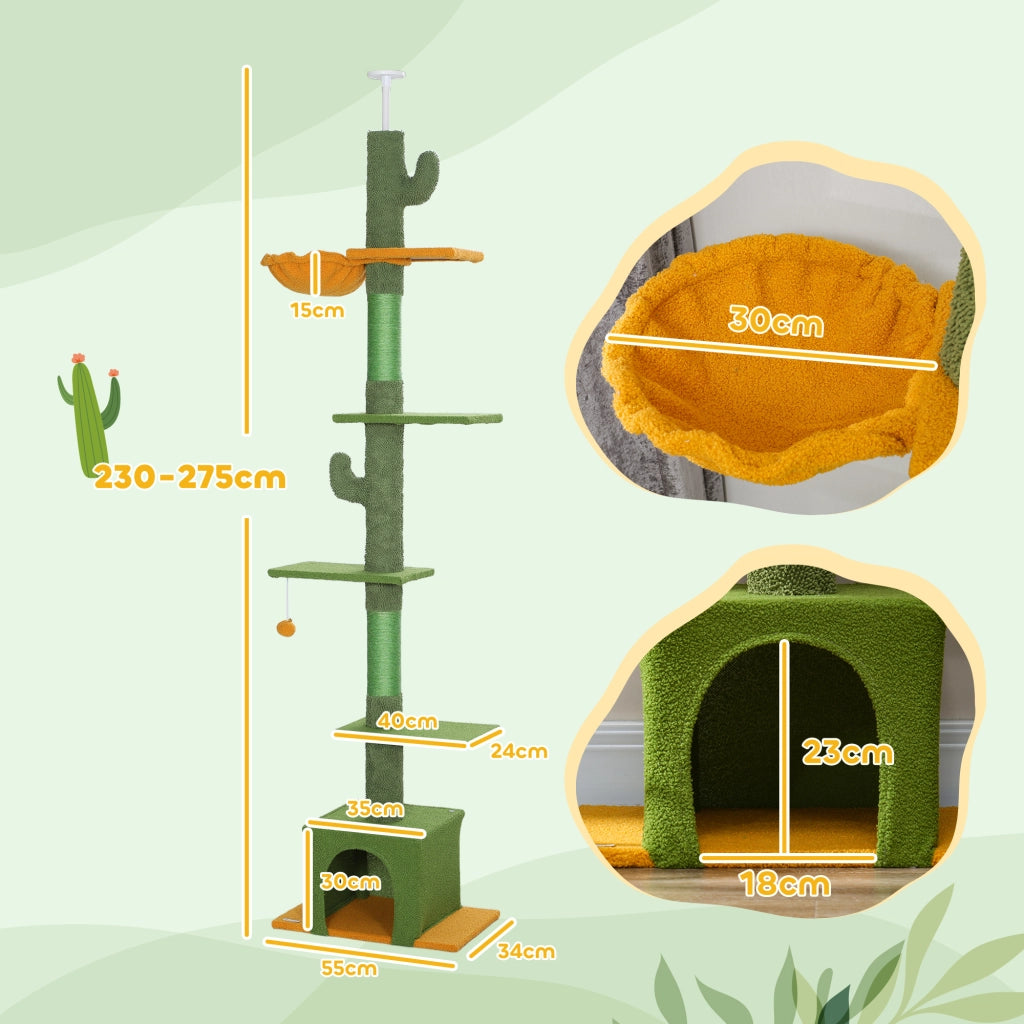 TIRAGRAFFI regolabile 230-275 cm con casetta, amaca e piattaforme Verde