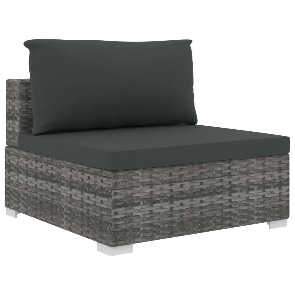 Set Divani da Giardino 10 pz con Cuscini in Polyrattan Grigio 48309