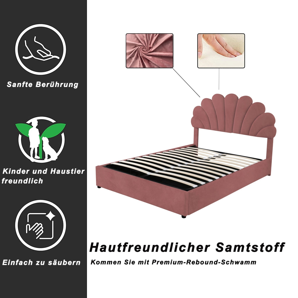 letto imbottito velluto rosa 140 x 200 cm