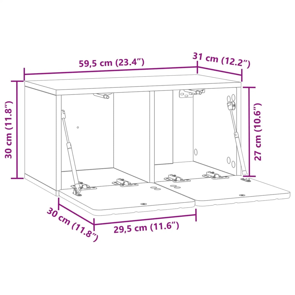 Mobile TV da Muro | Armadietto TV | Mobile Porta TV Bianco Lucido 59,5 x 31 x 30 cm