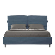 BS COM Letto matrimoniale senza rete imbottito 160x190 microfibra blu