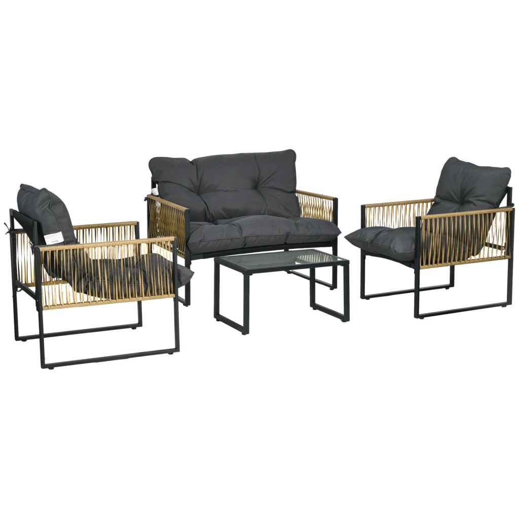 Set divano giardino 4 pezzi con 2 fauteuils e tavolino ¨C Minimal ¨C grigio