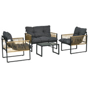 Set divano giardino 4 pezzi con 2 fauteuils e tavolino ¨C Minimal ¨C grigio