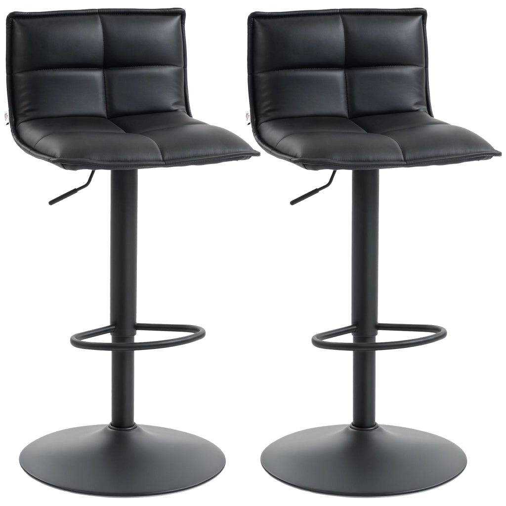 Sgabello da Bar Regolabile ¨C Xylo ¨C Set 2 Pezzi Seduta Girevole PU Nero 44x45x85-106cm