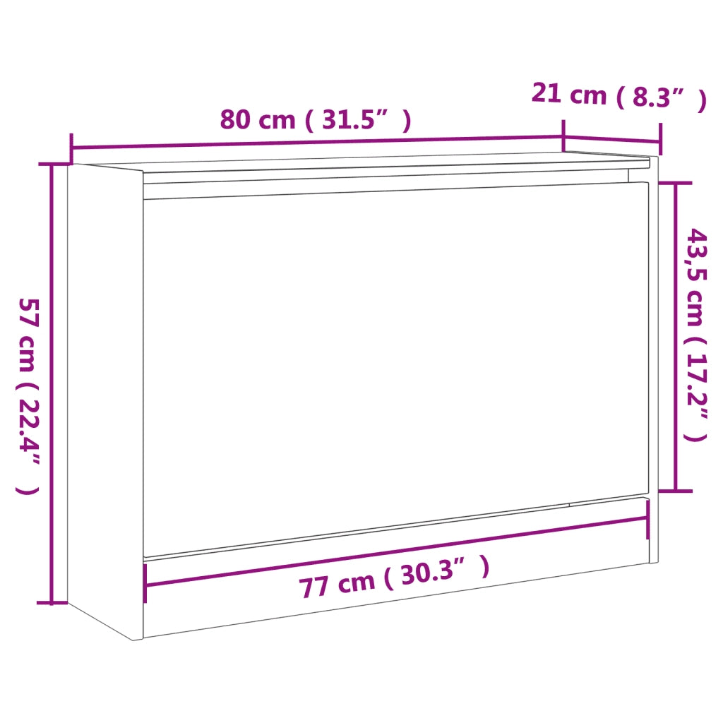 Scarpiera | Mobile per scarpe Grigio Cemento 80x21x57 cm in Legno Multistrato