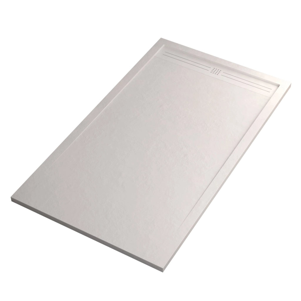 Piatto doccia in marmo resina bianco pietra cemento grid, misura 80x150