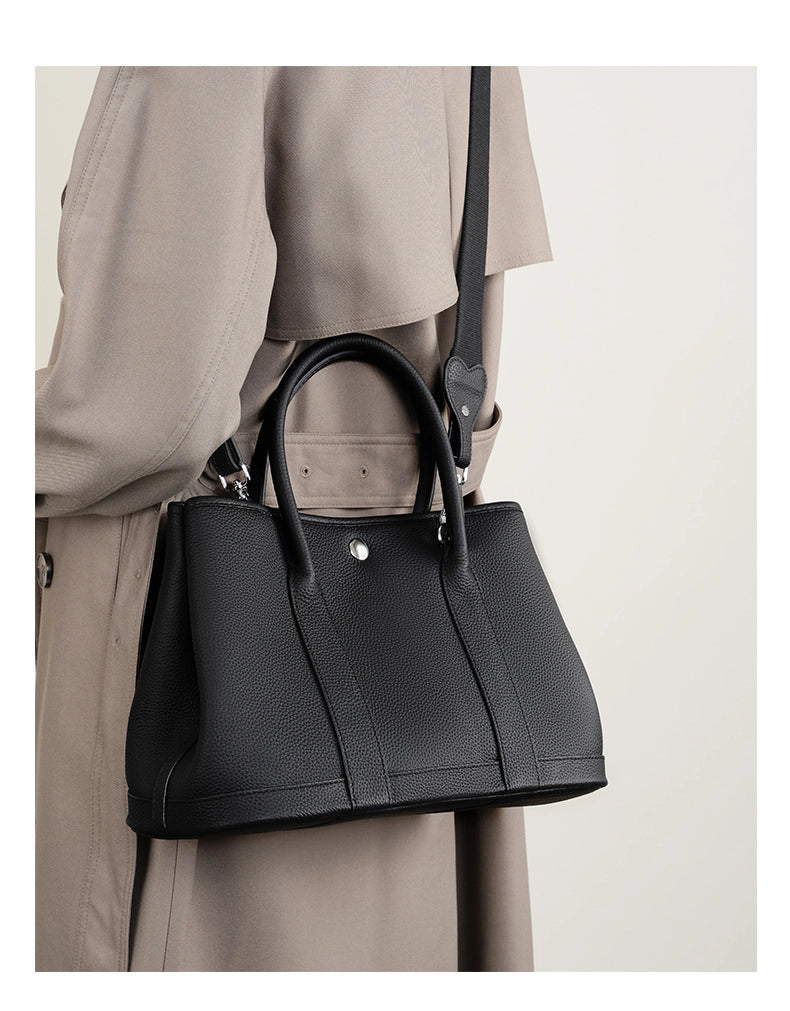 Borsa a mano da donna in vera pelle nera