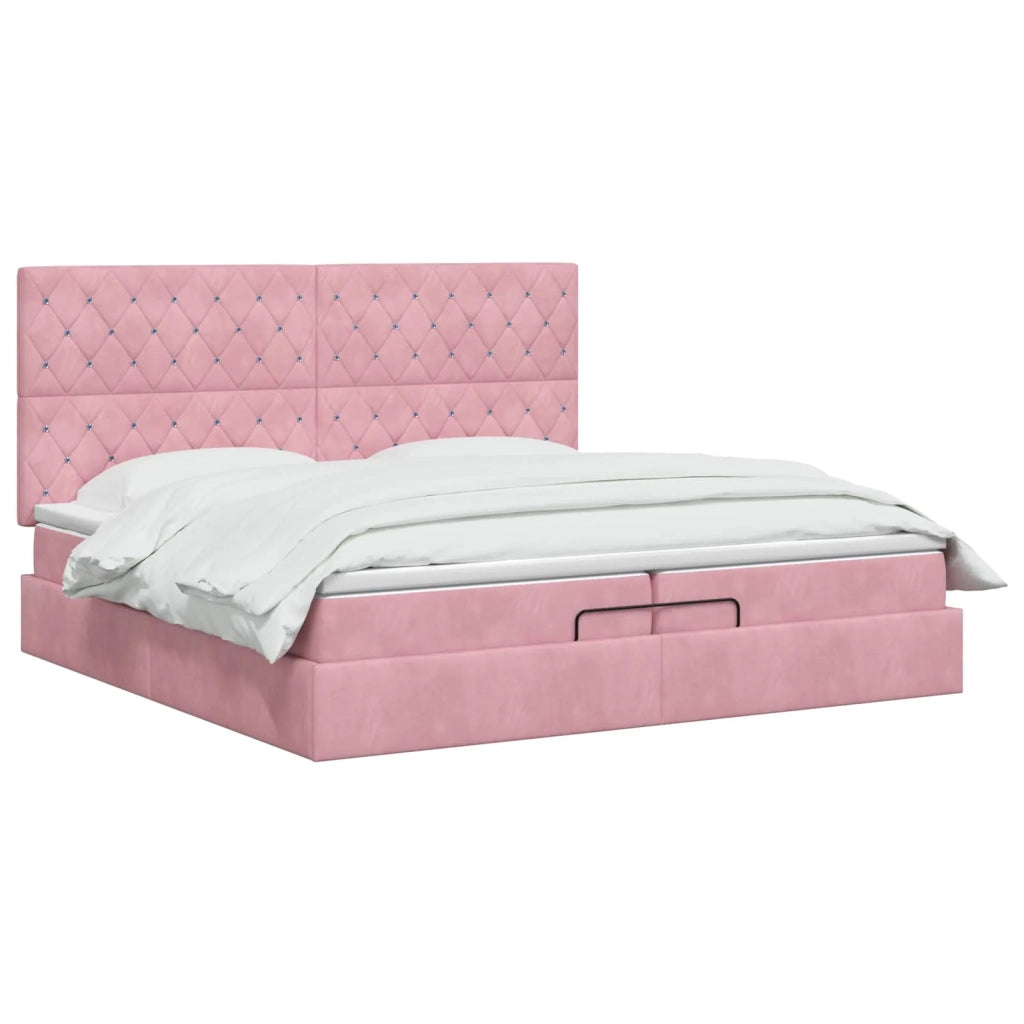Letto ottomano con materasso Rosa 200 x 200 cm Velluto 3457676