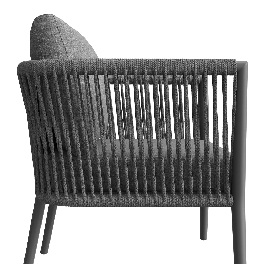 OKWISH Set da 6 Pezzi da Giardino con 2 Divani, 1 Poltrona, 1 Divano Angolare e 2 Tavoli, Metallo Olefin Grigio