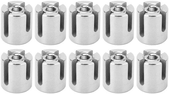Klem per cavo in acciaio inox 316 - 10 pezzi - Alta resistenza - Facile da installare - Fermo cavo per ringhiere - Formato compatto - Klem per cavo su rail