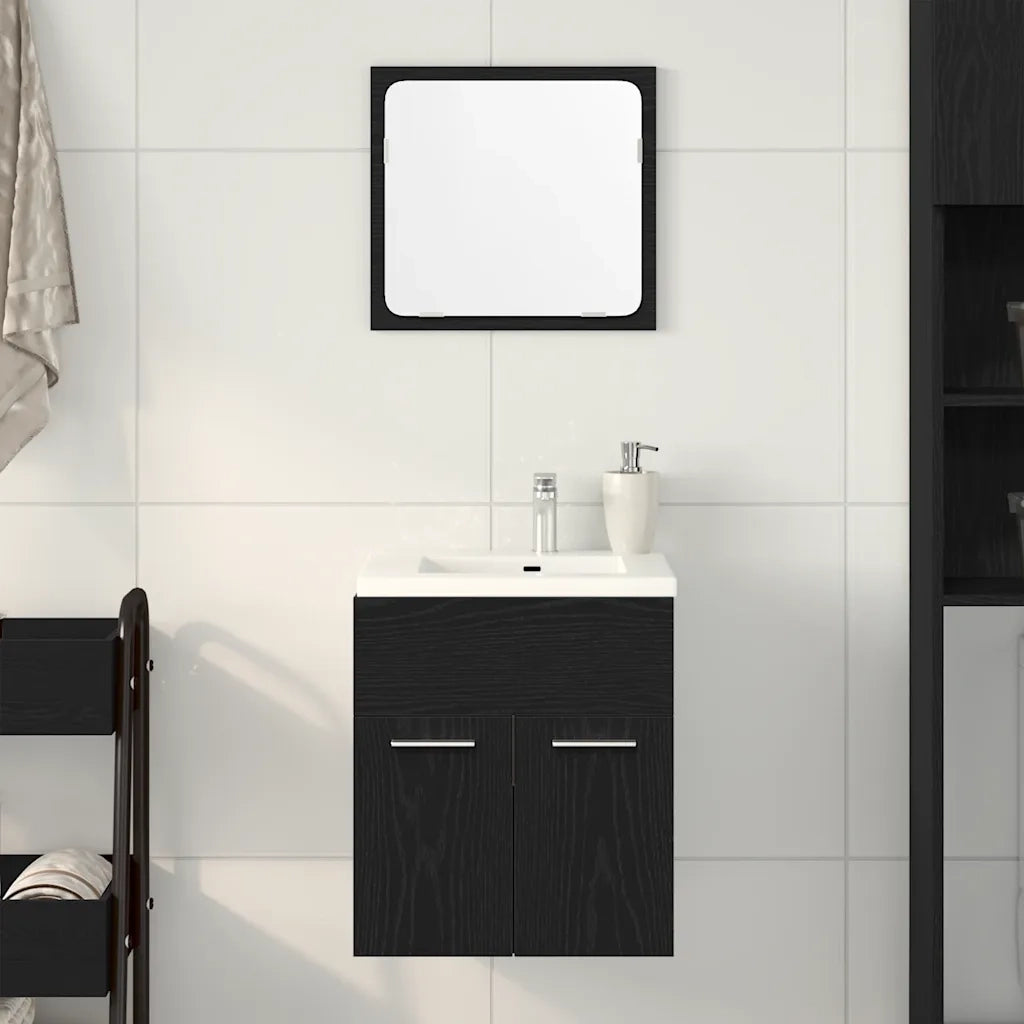 Set Mobili da Bagno 2 pz Rovere Nero in Legno Multistrato 862038