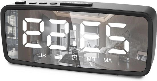 Radio sveglia con ricezione FM, 15 livelli di volume, sveglia per anziani e persone con difficoltà di sonno, 2 toni di allarme, alimentazione a batterie e cavo, colore nero - Ideale per uso domestico