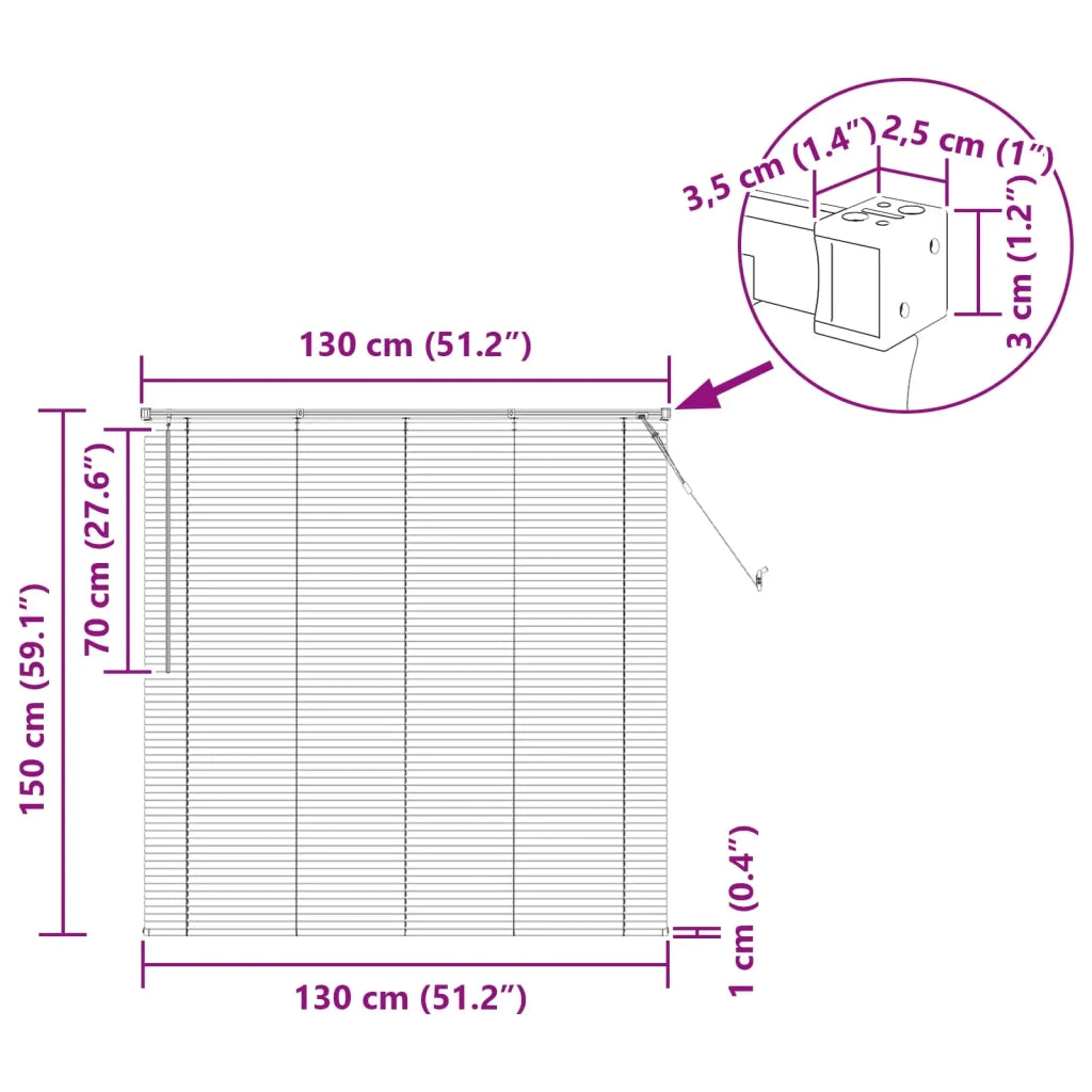Tenda Veneziana | Tenda a lamelle Marrone Scuro con Motivo 150 x 130 cm 25 mm PVC