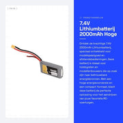 Accumulatore al Litio 7,4V 2000mAh - Batteria per Giochi di Modelli - Batterie - Caricabatterie - Ricambi per Modelli a Controllo Remoto - Conversione ad Alta Potenza