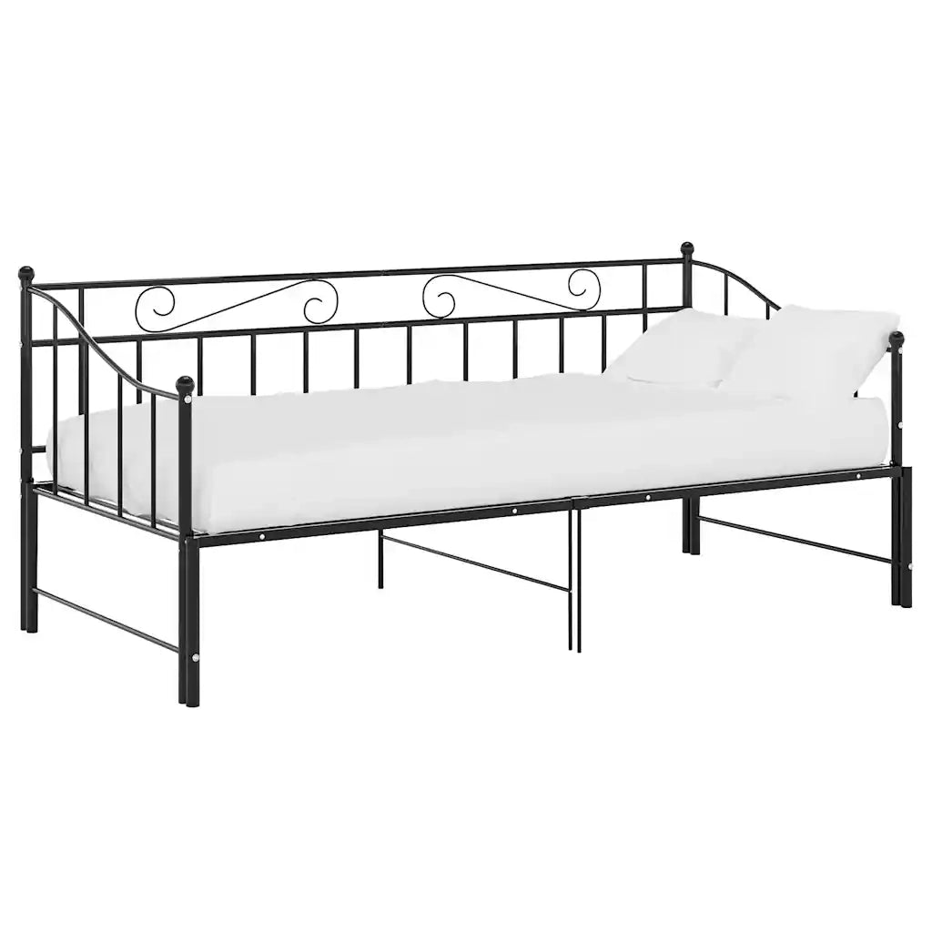 Telaio Divano Letto Estraibile Nero in Metallo 90x200 cm