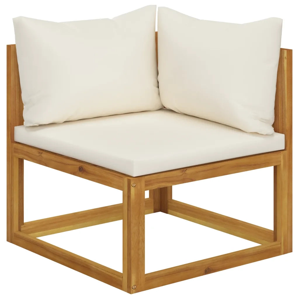 Set Divani da Giardino 5 pz con Cuscini Crema Massello Acacia 3057657