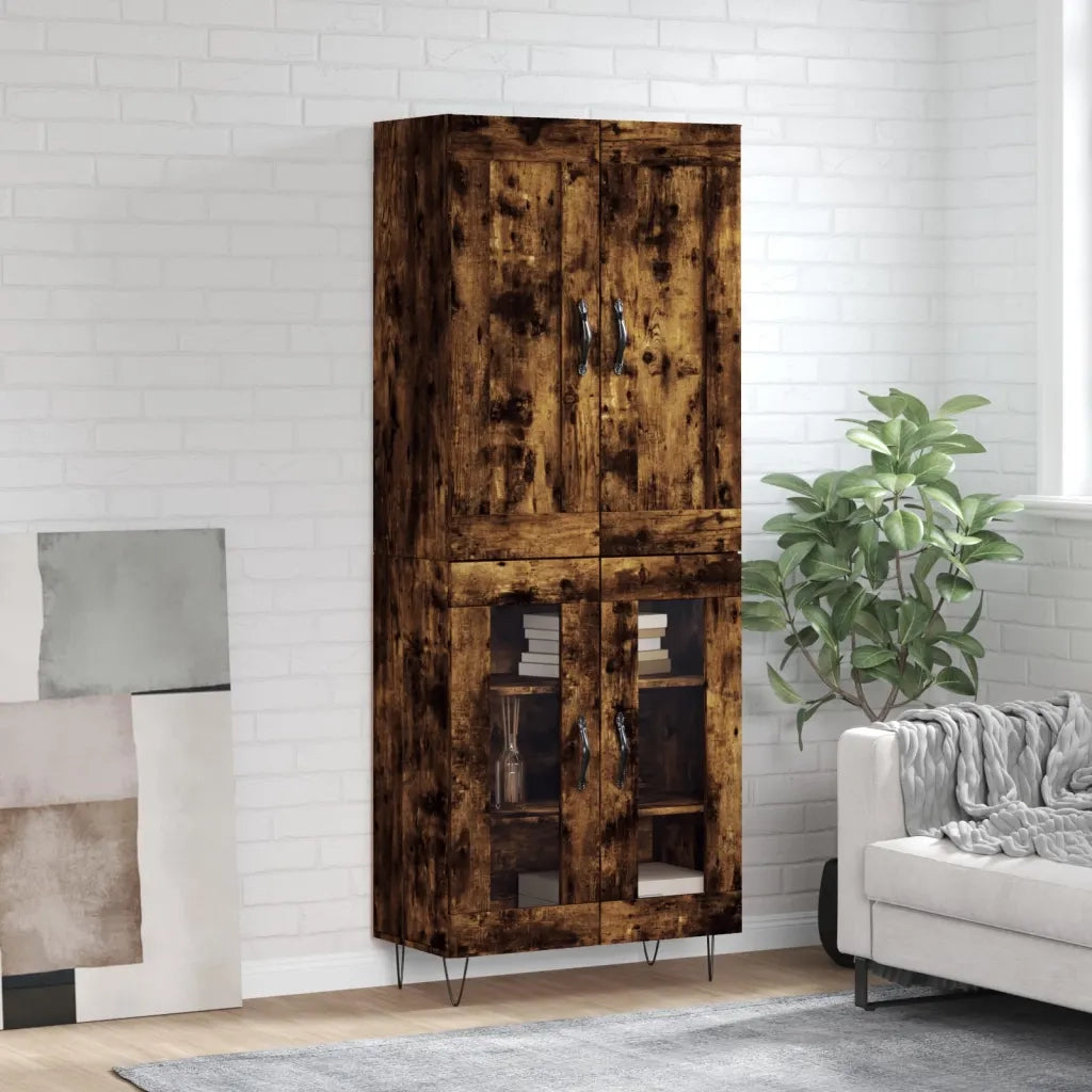 Credenza | Madia | Buffet da pranzo | Armadio da pranzo Rovere Fumo 69,5x34x180 cm in Legno Multistrato