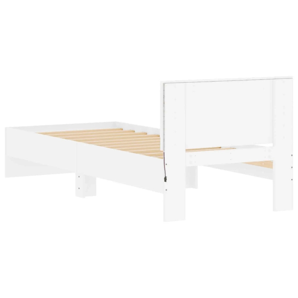 Struttura del letto con strisce LED Bianco Legno ingegnerizzato 8008988