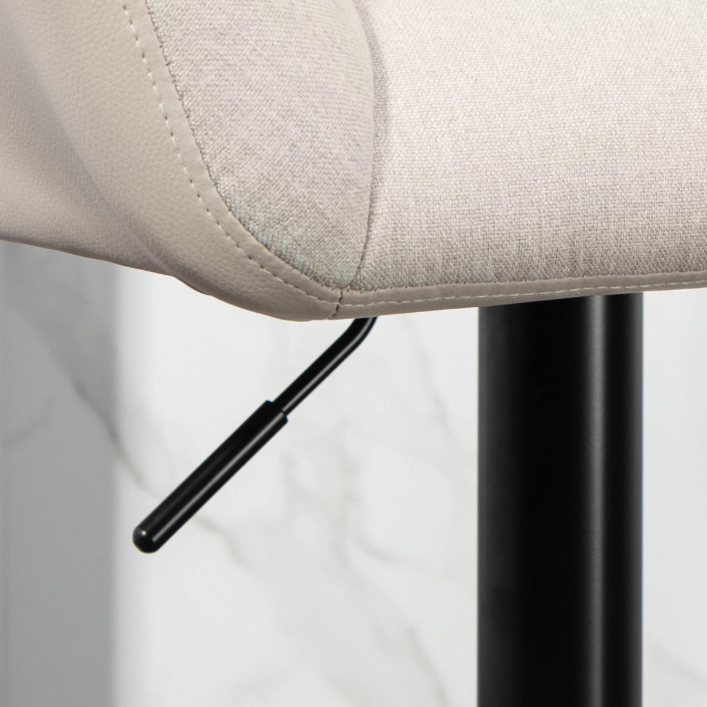 Set 2 Sgabelli Regolabili Stile Retr¨° ¨C Xylo ¨C Ecopelle Effetto Lino Crema e Nero