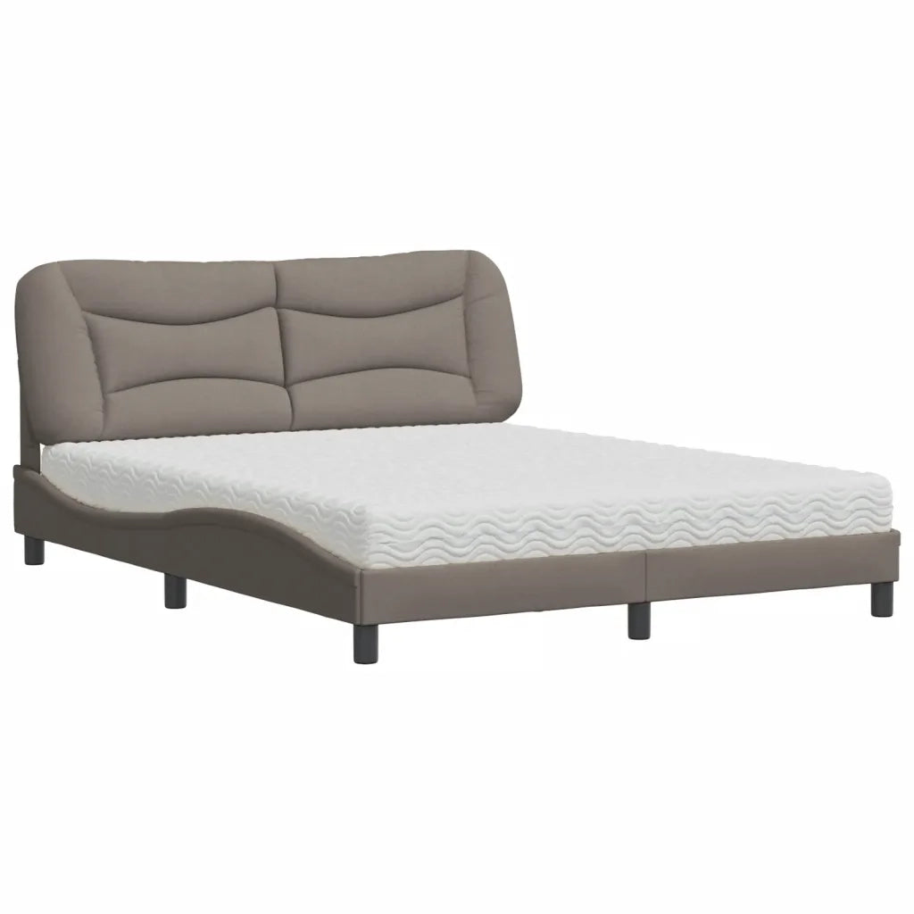 Letto con Materasso Hvar Tortora 160x200 cm in Tessuto